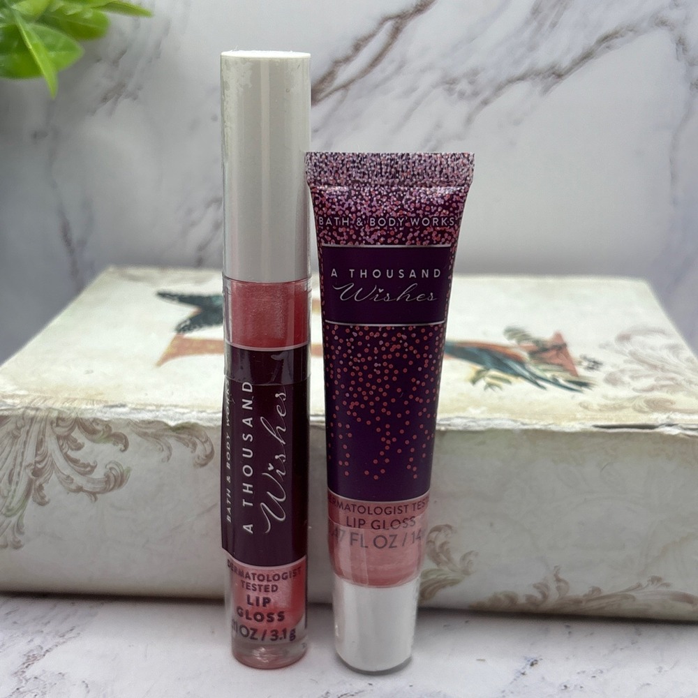 Bath & Body Works A Thousand Wishes Lip Gloss Set 2 Sizes 0.11 oz & 0.47 oz